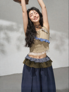 KEIKO | Áo Ngực Dây Kéo Vintage Patchwork