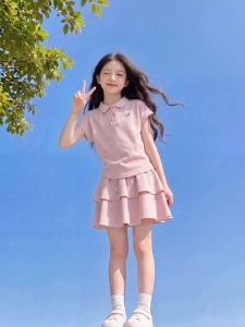 ZIRUIBABA | Girls School Style Summer Clothing Set