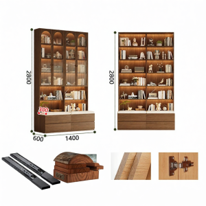 Freely Combinable Solid Wood Bookcase Small Apartment Storage Display Cabinet