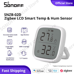 SONOFF SNZB-02D Zigbee Sensor Smart Temperature Humidity Sensor 2.5inch LCD Screen Display Sensor Detector eWeLink App Notifications 400ft Coverage Smart Sensor Monitor Need Zigbee Hub