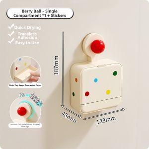 AIJIADA | Suction Cup Flip Cover Soap Box Wall-Mounted Drill-Free 1 Piece