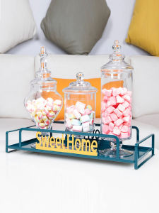 European-Style Storage Jar Dried Fruit Glass Decoration Candy Box with Lid Decoration Sugar Bowl Storage Box Dessert Table Wedding Soft Decoration