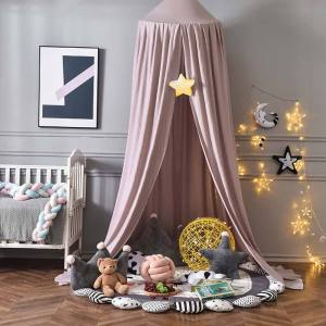 Light Blocking Childrens Canopy Mosquito Net No-Installation Holes Wooden House Style