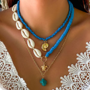 Ingemark 3Pcs/Set Boho Beads Chain Necklace for Women New Trend 2026 Multilayer Conch Pendant Choker New Year Jewelry