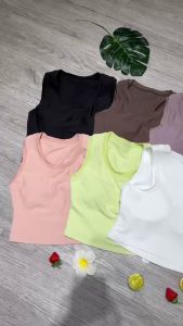 Áo croptop nữ tập gym yoga aerobic thể thao kèm mút chất liệu thun gân lạnh co dãn 4 chiều BINSPORTS A287