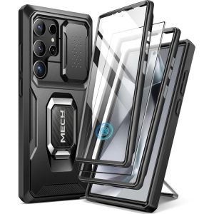 Support Military protection case Samsung Galaxy S24 Ultra TONGATE Outdoor Bulit-in Slide Camera Cover & Ring Kickstand 2 Front Frame & 1 Screen Protector TPU+PC shockproof rugged casing for Samsung