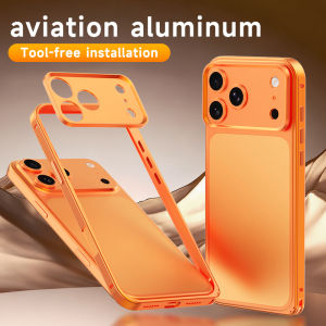 New Anti Slip Metal Buckle Border Lens Protection Heat Dissipation Phone Case For iPhone 17 Pro Max 15 14 13 16 Pro Max Cover