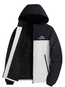 เสื้อแจ็คเก็ตผ้าฝ้ายหนาสำหรับผู้ชาย ทรงหลวม ปกป้องจากลม ป้องกันน้ำ ฤดูใบไม้ร่วง/ฤดูหนาว แจ็คเก็ตผ้าฝ้ายแบบลำลอง ผ้าฝ้ายผสมโพลีเอสเตอร์