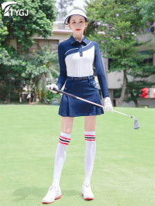Golf Clothing Womens Long-Sleeved Sunscreen Quick-Drying Uniforms T-shirt Polo Shirt Contrast Color Lapels Sports Tops