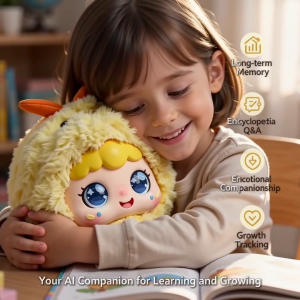 Lemomon Doubaq / Qwen / ChatGPT Model Plush Toy with Expressive Eyes and Dynamic Mood Changes. Lifelong Companion with Long-Term Memory and Voice Cloning Features.