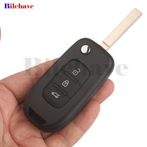 Jingyuqin Flip Vỏ Chìa Khóa Ô Tô Dành Cho Renault Logan Khăn Lau Bụi Sandero Oroch VA2/VAC102 Blade 2/3BTN ABS Kim Loại Thay Thế Chìa Khóa