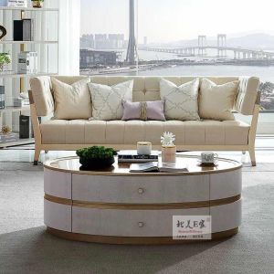 Italian Minimalist Luxury Wooden Coffee Table Oval Shape Customizable No Assembly Required Furniture Delivery And Installation Available
