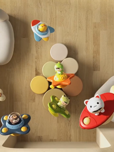 Baby Suction Spinner Toy | Sensory Teether | Rotating Fidget Toy for Toddlers | Busy Finger Spin | Dinning & Travel Toy