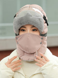 Youth Ushanka Female Winter Fleece-lined Thickened Cold Protection Northeast Hat Outdoor Keep Warm Windproof Cycling Earmuffs Hat Male