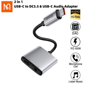 （For iPhone 15 Series）Mcdodo 60W PD Type-C to 3.5mm+Type-C Headphone Digital Audio Adapter DAC Hi-Res Aux Cable For iPad Pro Macbook Samsung S24 Note 20 Huawei p60 pro Mate 60 Pro Xiaomi 14 Pro Redmi Note 13 Pro Google Pixel 8 Pro iPhone 15 Pro max