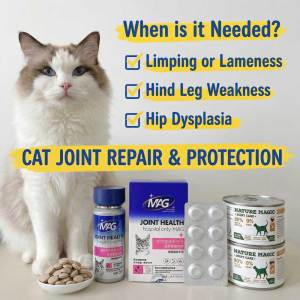MAG Cat Hip Joint Health Tablet Cat Wet Food Joint Support Supplement High Concentration Glucosamine  Chondroitin & Omega-3s Supports Mobility Flexibility & Comfort for Indoor & Outdoor Cats Wet Cat Food