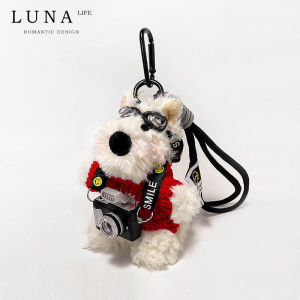 Luna Wangshu Cartoon Dog Plush Keychain Bag Accessory Cute Toy Dog Pendant Soft Cuddly Doggy Charm Fashionable Bag Decor