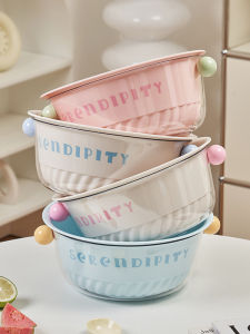 Double Layer Cute Fruit Basket Kitchen Sink Drain Basket Fruit Tray Tea Table Decor Ins Style Cartoon Pattern Food Safe