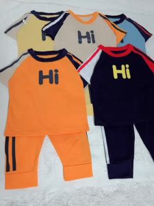 Baju Kartun Comel baju kanak kanak Baby shirt short Sleeve long pants kids shirt 7-18kg