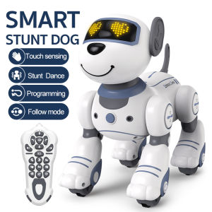 Kelaton Electronic Robot Pink Dog Stunt Dog Voice Command Programmable Remote Control Magic Pet Dog Toy Intelligent Touch Music Song Toy for Girls 【Local warehouse & COD】