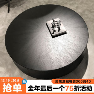 Modern Circular Black Sofa Table Minimalist Italian Style Living Room Home Use Furniture with Storage Space Wood Finish
