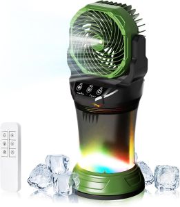 High-Performance Portable Misting Fan with 30000mAh Rechargeable Battery 2L Tank 4 Spray Settings 4 Speeds and RGB Lighting for Camping Outdoor and Home Use