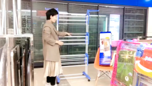 ราวตากผ้าพับได้ ปรับยืดหดได้ ไม่ต้องเจาะผนัง ใช้งานในบ้าน วางพื้นได้ สำหรับผ้าขนหนู เสื้อผ้า