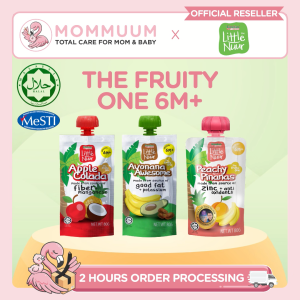 [Pack of 3] Little Nuur The Fruity One 6M+ Baby Puree (80g) - Apple Colada Avonana Peachy | Smooth Weaning Food