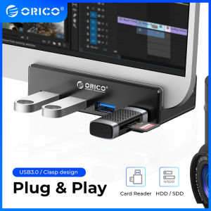 ORICO Aluminum External Multi 4 Ports USB 3.0 HUB High Speed USB Splitter Adapter Clip-type HUB for Desktop Laptop Computer Accessories(MH4PU)