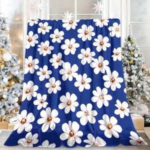 Beast Kingdom | Navy Clover Red Dots Extra Warm Durable Thick High-Quality Flannel Blanket Great for Thanksgiving Christmas New Year Presents
