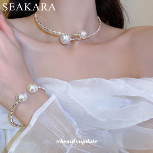 ชุดเครื่องประดับสร้อยข้อมือสร้อยคอมุกสำหรับผู้หญิงปรับขนาดเปิดได้คุณภาพสูงทองแดงงานหัตถกรรมส่วนตัวแบบ 1