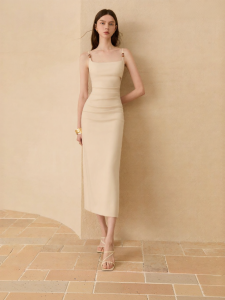 D-PLAY | White French Square Collar Dress
