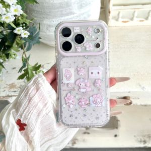 Sanrio | Sanrio My Melody Cute Pink Star Glitter Clear Phone Case Shockproof Transparent Protective Cover For iPhone 15 Pro 16 17 Pro Max