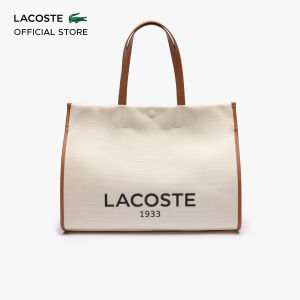 Lacoste Womens Heritage Canvas Cotton Tote Shopping Bag - Lifestyle ( Natural Tan / Sinople Abimes ) - NU4342TD