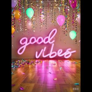 Chi-buy Good Vibes LED Neon Sign USB Powered Neon Signs Night Light 3D Wall Art & Game Room Bedroom Living Room Decor Lamp Signs