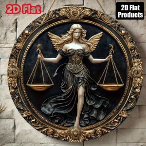CIFbuy | Vintage Libra Zodiac Wall Art - Lady Justice Scales Unique Cafe Decoration Holiday Gift Retro Astrology Ornament