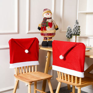 Topstar 2026 Christmas Chair Cover Santa Claus Hat Slipcover Xmas Chair Back Cover for Christmas Dinning Room Decoration
