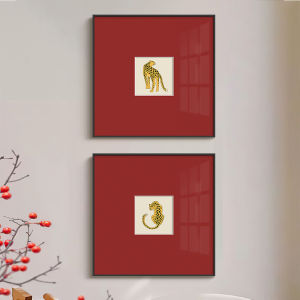 YASISHA | High-end Minimalist Art Print Leopard Design Red Wall Art