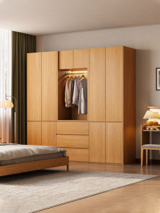 Modern Simple Oak Wood Wardrobe