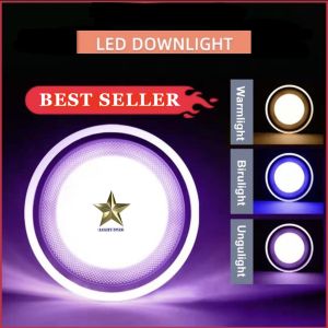 LAMPU DOWNLIGHT LED 3 WARNA 6WATT / KUNING BIRU UNGU / PUTIH KUNING WARMWHITE / PANEL LED / LAMPU PLAFON