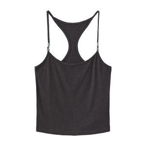 Casual Commute Beaded Fine Ribbed High Elastic Short Basic Summer Sleeveless Top