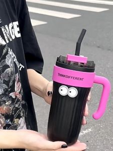 860ML Stainless Steel Coffee Cup Tumbler Water Cup Car Thermos Bottle Large Capacity Ice Cup Outdoor Sports Thermos Cup to Keep Warm and Cold Can Hold Ice Cubes