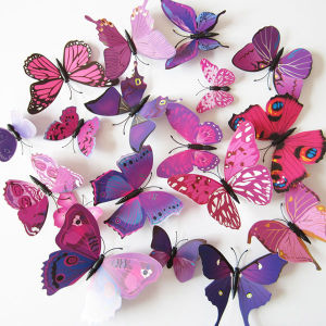 12pcs/set 3D Butterfly Wall Stickers Wedding Decoration Refrigerator Decal Paper Home Living Room Decoration
