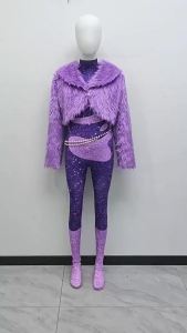 Gazelle Cosplay Costume Purple Plush Coat Jacket Cartoon Zoo 2 Movie Women Girls Halloween Christmas Outfits Dress Up Clothes