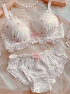 ชุดยกทรงผ้าชีฟองพิมพ์ลายสำหรับสาวๆชุดชั้นในไร้โครงเหล็กแบบบางพิมพ์ลายผลไม้น่ารักสวยหวานลูกไม้แบบบาง