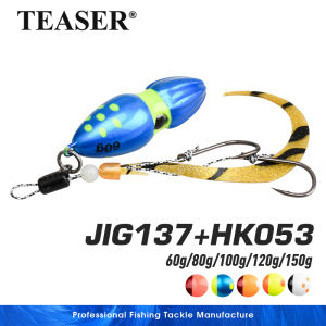 TEASER J137  60g 80g 100g 120g 150g Sea Fishing Jigs Lures Metal Jigging Lure Saltwater Glow Gourd Inferno Moon Jig Bait