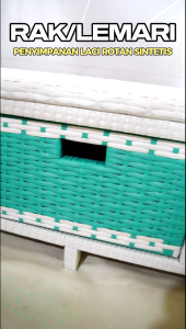 Lemari Rak Rotan Sintetis 3 Laci & Ruang Tamu Serbaguna Minimalis