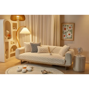 Plush Sofa Cover Soft Sofa Cushion Skin-friendly Simple Plush Non-slip Fabric Couch Seat Cover
