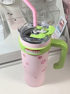 FACE Floral 304 Stainless Steel Thermos Cup Straw Cup (1200ml)