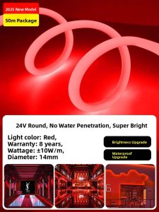 RUILUO | 24V Low Voltage Circular LED Strip Flexible Silicone Waterproof Outdoor Engineering Illumination Neon Warm Light Ambiance
